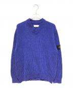 STONE ISLANDストーンアイランド）の古着「Vネックリブニット　7515554A5」｜ブルー