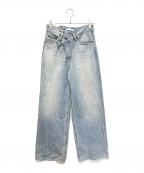 moussyマウジー）の古着「CROSS WAIST WIDE STRAIGHT　010HA211-6001-8」｜インディゴ