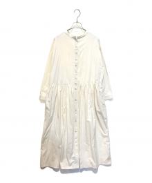 YARRA（ヤラ）の古着「コットンウールギャザーシャツワンピース　YR-224-236」｜アイボリー