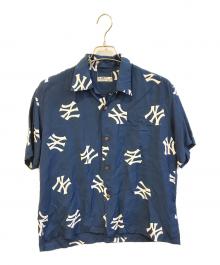 Sun Surf×GENUINE MERCHANDISE（サンサーフ×ジェニュイン マーチャンダイズ）の古着「ニューヨークヤンキース総柄アロハシャツ　SS38979BM」｜ブルー