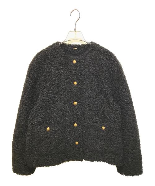 Mila Owen（ミラオーウェン）Mila Owen (ミラオーウェン) 金釦ノーカラーコンパクトボアジャケット　09WFJ245064 ブラック サイズ:01の古着・服飾アイテム