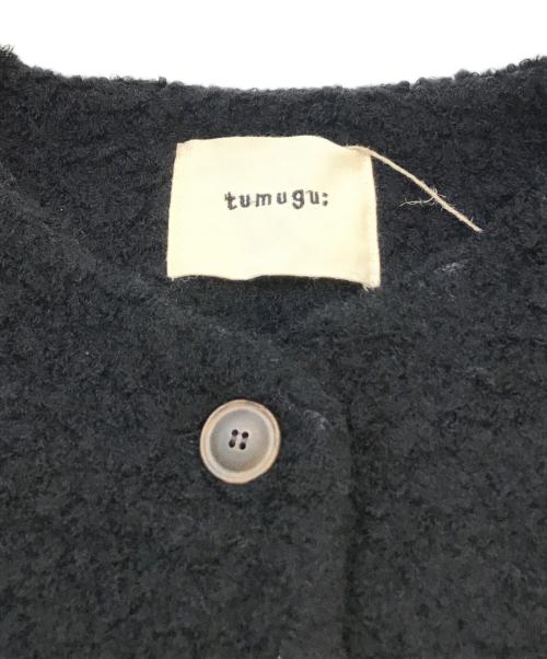 tumugu（ツムグ）tumugu (ツムグ) ウールコットンパイルダブルフェイス ジャケット　TC24406 ブラック サイズ:F 未使用品の古着・服飾アイテム