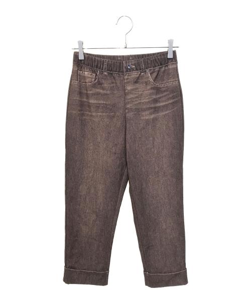 TRUNK HIROKO KOSHINO（トランク ヒロコ コシノ）TRUNK HIROKO KOSHINO (トランク ヒロコ コシノ) 3Dデニムプリントクロップドパンツ　RSLAX-44350 ブラウン サイズ:38の古着・服飾アイテム