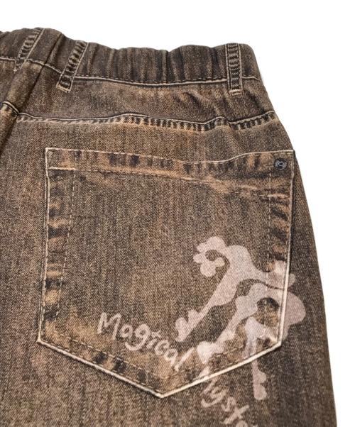 TRUNK HIROKO KOSHINO（トランク ヒロコ コシノ）TRUNK HIROKO KOSHINO (トランク ヒロコ コシノ) 3Dデニムプリントクロップドパンツ　RSLAX-44350 ブラウン サイズ:38の古着・服飾アイテム