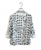 TRUNK HIROKO KOSHINOトランク ヒロコ コシノ）の古着「幾何ドット柄ドロストアレンジカットソー　RSKHB-19430」｜ホワイト
