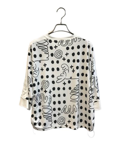 TRUNK HIROKO KOSHINO（トランク ヒロコ コシノ）TRUNK HIROKO KOSHINO (トランク ヒロコ コシノ) 幾何ドット柄ドロストアレンジカットソー　RSKHB-19430 ホワイト サイズ:Mの古着・服飾アイテム