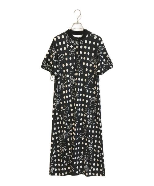 TRUNK HIROKO KOSHINO（トランク ヒロコ コシノ）TRUNK HIROKO KOSHINO (トランク ヒロコ コシノ) 幾何ドット柄プリントワンピース　RSPHB-19590 ブラック サイズ:Mの古着・服飾アイテム