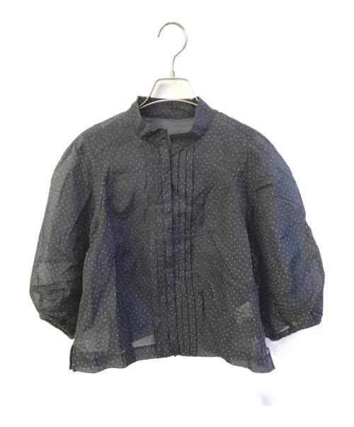 HIROKO KOSHINO  re edition project 165（ヒロココシノリ・エディション・プロジェクト イチロクゴ）HIROKO KOSHINO  re edition project 165 (ヒロココシノリ・エディション・プロジェクト イチロクゴ) 光沢ドットシアーブラウス R3BLX-80760 ブラック サイズ:Sの古着・服飾アイテム