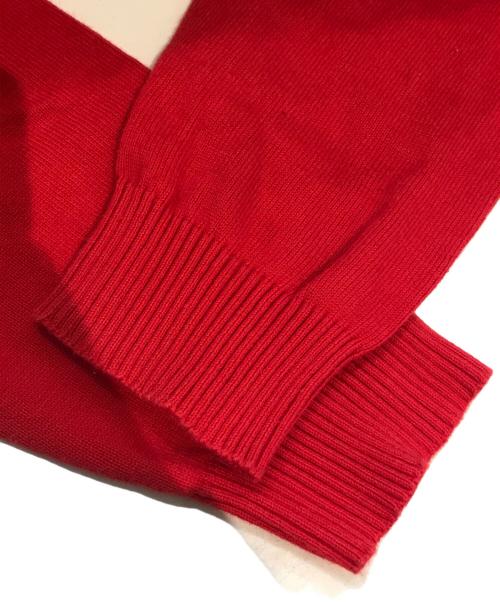 P.M.D.S.（ピーエムディーエス）P.M.D.S. (ピーエムディーエス) クルーネックコットンニット レッド サイズ:Lの古着・服飾アイテム