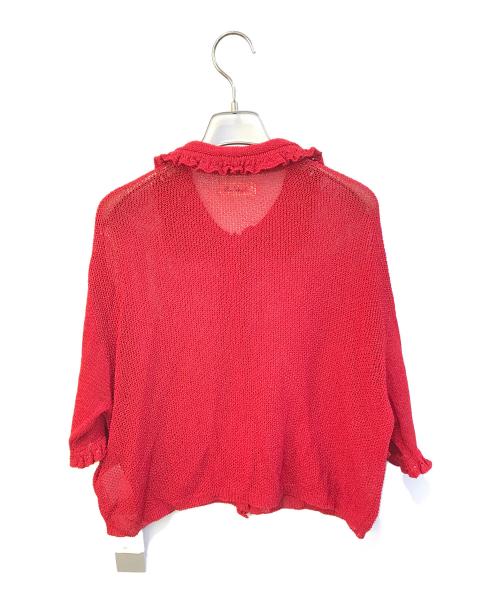 BEAMS BOY（ビームスボーイ）BEAMS BOY (ビームスボーイ) 7ゲージ フリル ポロ カーディガン　13-05-0147-126-35-88　 レッド サイズ:ＦＲＥＥ 未使用品の古着・服飾アイテム