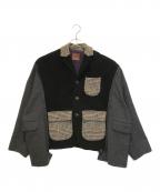 etsintaエシンタ）の古着「ツイードリメイクジャケット　TYZ1022307A0013」｜ブラック×グレー