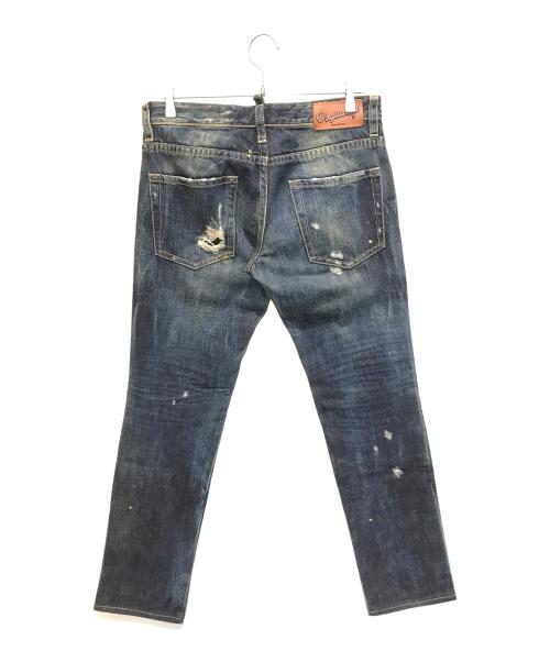 DSQUARED2（ディースクエアード）DSQUARED2 (ディースクエアード) ダメージ加工ペイントデニムパンツ インディゴ サイズ:Mの古着・服飾アイテム