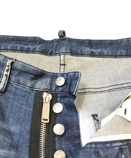 DSQUARED2（ディースクエアード）DSQUARED2 (ディースクエアード) ダメージ加工ペイントデニムパンツ　S74LB0423 S30342 インディゴ サイズ:Lの古着・服飾アイテム