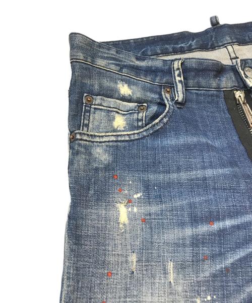 DSQUARED2（ディースクエアード）DSQUARED2 (ディースクエアード) ダメージ加工ペイントデニムパンツ　S74LB0423 S30342 インディゴ サイズ:Lの古着・服飾アイテム