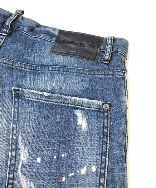 DSQUARED2（ディースクエアード）DSQUARED2 (ディースクエアード) ダメージ加工ペイントデニムパンツ　S74LB0423 S30342 インディゴ サイズ:Lの古着・服飾アイテム