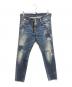 DSQUARED2（ディースクエアード）の古着「ダメージ加工ペイントデニムパンツ　S74LB0423 S30342」｜インディゴ