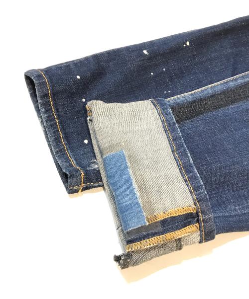 DSQUARED2（ディースクエアード）DSQUARED2 (ディースクエアード) ダメージ加工ペイントデニムパンツ S74LA0898 S30342 インディゴ サイズ:Lの古着・服飾アイテム
