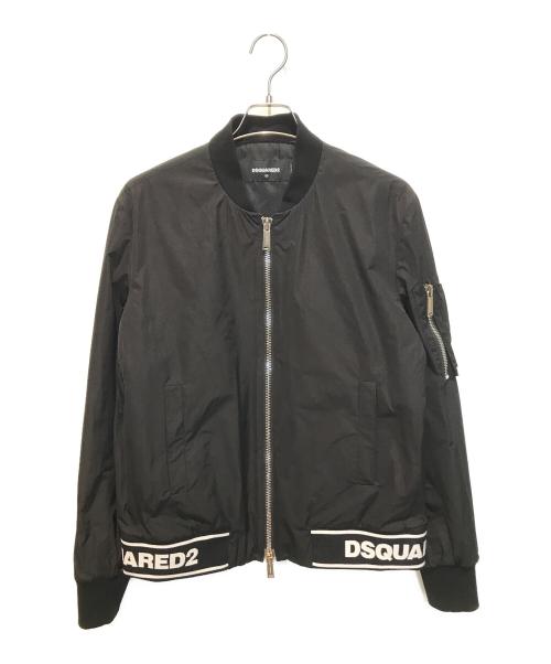 DSQUARED2（ディースクエアード）DSQUARED2 (ディースクエアード) リブロゴジャガード ジップアップ ボンバージャケット　S74AM0832 S47858 ブラック サイズ:XLの古着・服飾アイテム