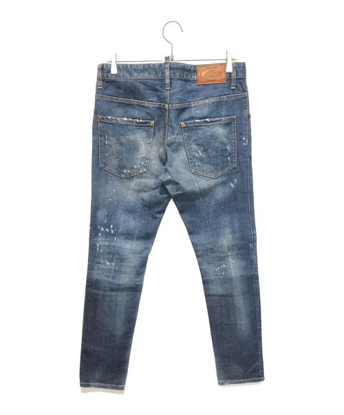 DSQUARED2（ディースクエアード）DSQUARED2 (ディースクエアード) ダメージ加工ペイントデニムパンツ S74LB0114 S30144 インディゴ サイズ:Mの古着・服飾アイテム