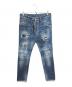 DSQUARED2（ディースクエアード）の古着「ダメージ加工ペイントデニムパンツ S74LB0114 S30144」｜インディゴ