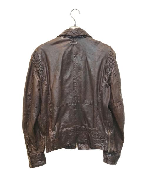 DIESEL（ディーゼル）DIESEL (ディーゼル) ラムレザージャケット ブラウン サイズ:XLの古着・服飾アイテム