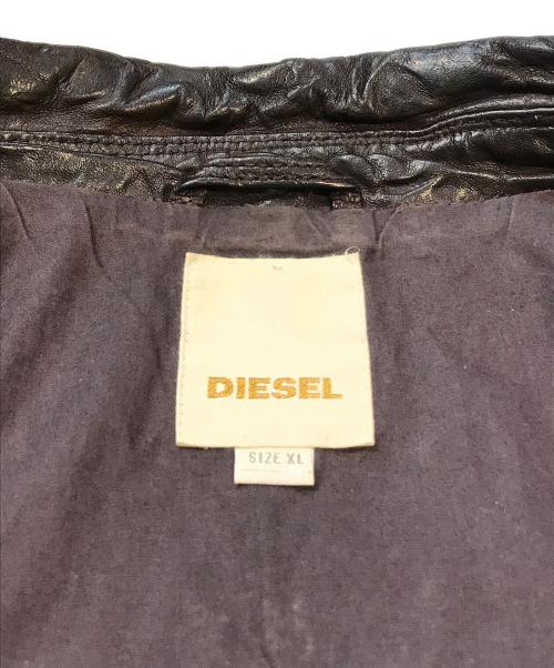 DIESEL（ディーゼル）DIESEL (ディーゼル) ラムレザージャケット ブラウン サイズ:XLの古着・服飾アイテム