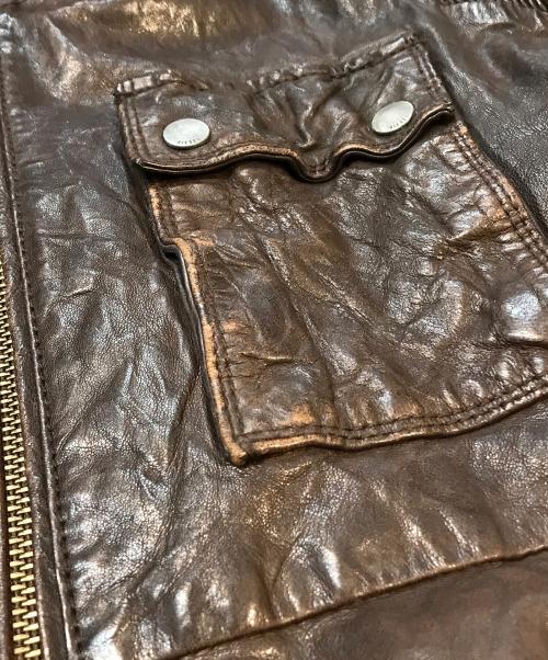 DIESEL（ディーゼル）DIESEL (ディーゼル) ラムレザージャケット ブラウン サイズ:XLの古着・服飾アイテム