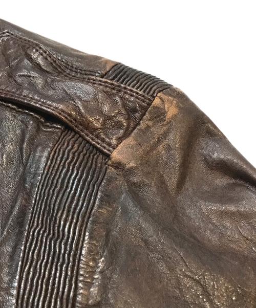DIESEL（ディーゼル）DIESEL (ディーゼル) ラムレザージャケット ブラウン サイズ:XLの古着・服飾アイテム