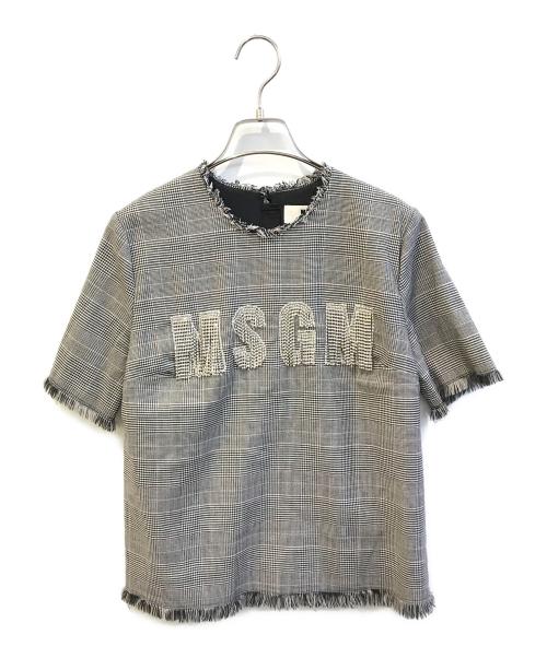 MSGM（エムエスジーエム）MSGM (エムエスジーエム) ロゴラメチェックブラウス グレー サイズ:38の古着・服飾アイテム