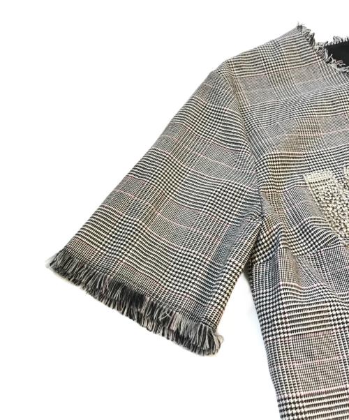 MSGM（エムエスジーエム）MSGM (エムエスジーエム) ロゴラメチェックブラウス グレー サイズ:38の古着・服飾アイテム