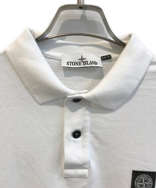 STONE ISLAND（ストーンアイランド）STONE ISLAND (ストーンアイランド) ピケスリムフィットポロシャツ ホワイト サイズ:Ｌの古着・服飾アイテム