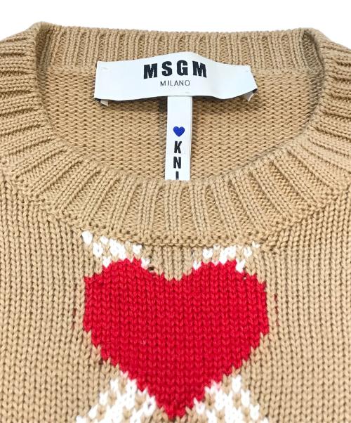MSGM（エムエスジーエム）MSGM (エムエスジーエム) アーガイルハートニット　2341MDM156 ベージュ サイズ:Sの古着・服飾アイテム