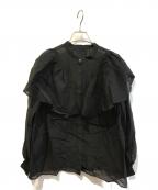 Spick and Spanスピック＆スパン）の古着「シアーストライプスタンドカラーブラウス　25051200308030」｜ブラック