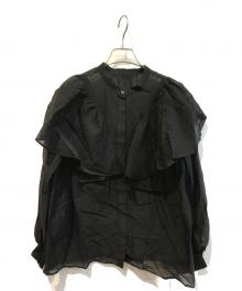 Spick and Span（スピック＆スパン）の古着「シアーストライプスタンドカラーブラウス　25051200308030」｜ブラック