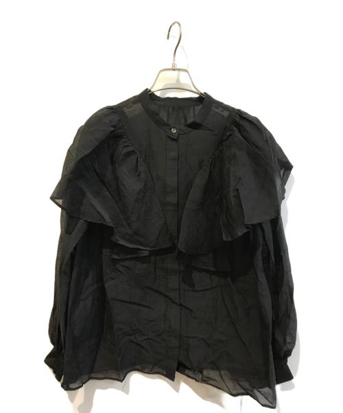 Spick and Span（スピック＆スパン）Spick and Span (スピック＆スパン) シアーストライプスタンドカラーブラウス　25051200308030 ブラック サイズ:Free 未使用品の古着・服飾アイテム