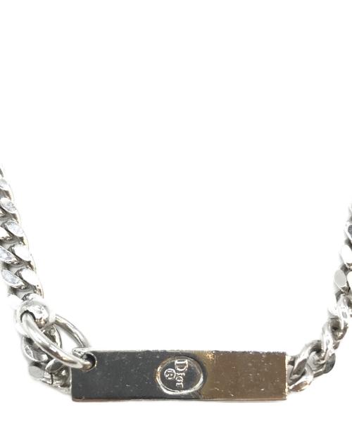 Christian Dior（クリスチャン ディオール）Christian Dior (クリスチャン ディオール) ロゴプレートチェーンネックレス シルバーの古着・服飾アイテム