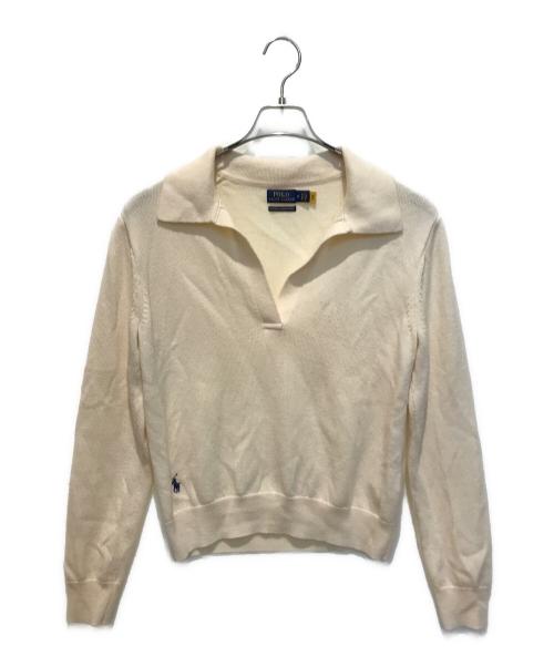 POLO RALPH LAUREN（ポロ・ラルフローレン）POLO RALPH LAUREN (ポロ・ラルフローレン) ニットポロシャツ ベージュ サイズ:Mの古着・服飾アイテム