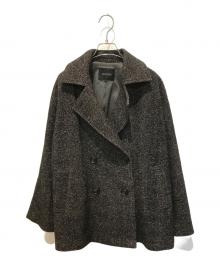 UNTITLED（アンタイトル）の古着「ミドル丈ヘリンボンPコート 153-99508」｜ブラック