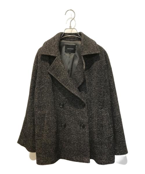 UNTITLED（アンタイトル）UNTITLED (アンタイトル) ミドル丈ヘリンボンPコート 153-99508 ブラック サイズ:Mの古着・服飾アイテム