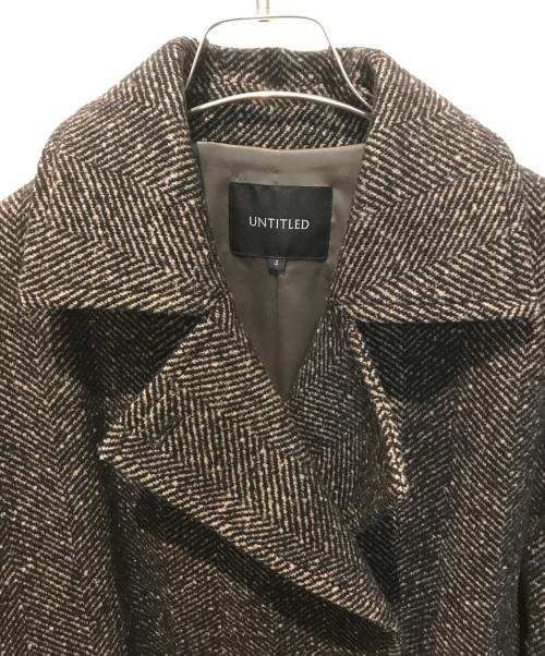 UNTITLED（アンタイトル）UNTITLED (アンタイトル) ミドル丈ヘリンボンPコート 153-99508 ブラック サイズ:Mの古着・服飾アイテム