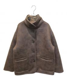 Fano Studios（ファノ ストゥディオズ）の古着「合皮パイピング ムートンジャケット」｜ブラウン