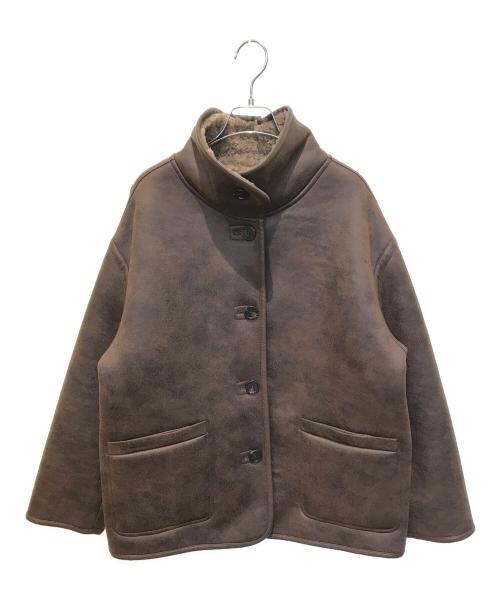 Fano Studios（ファノ ストゥディオズ）Fano Studios (ファノ ストゥディオズ) 合皮パイピング ムートンジャケット ブラウン サイズ:Sの古着・服飾アイテム