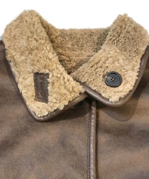 Fano Studios（ファノ ストゥディオズ）Fano Studios (ファノ ストゥディオズ) 合皮パイピング ムートンジャケット ブラウン サイズ:Sの古着・服飾アイテム