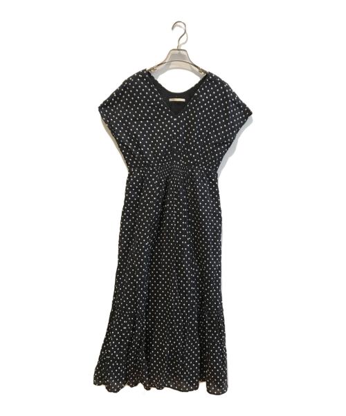 ne quittez pas（ヌキテパ）ne quittez pas (ヌキテパ) ドットフレンチスリーブドレス ネイビー サイズ:Mの古着・服飾アイテム