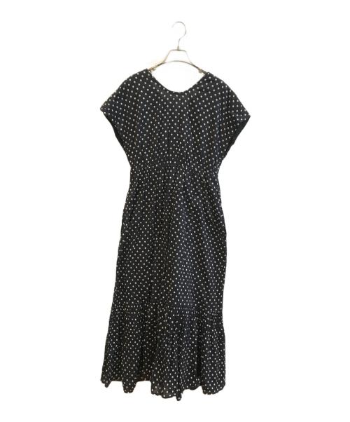 ne quittez pas（ヌキテパ）ne quittez pas (ヌキテパ) ドットフレンチスリーブドレス ネイビー サイズ:Mの古着・服飾アイテム