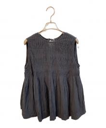 TORRAZZO DONNA（トラッゾドンナ）の古着「2wayビーガンシルクノースリーブブラウス　6242-439」｜ネイビー