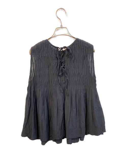 TORRAZZO DONNA（トラッゾドンナ）TORRAZZO DONNA (トラッゾドンナ) 2wayビーガンシルクノースリーブブラウス　6242-439 ネイビー サイズ:Fの古着・服飾アイテム
