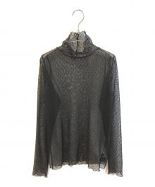 Spick and Span（スピック＆スパン）の古着「ドットチュールハイネックプルオーバー　25070200905010」｜ブラック