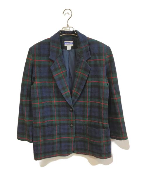 PENDLETON（ペンドルトン）PENDLETON (ペンドルトン) タータンチェックウールジャケット グリーン×ネイビー サイズ:Mの古着・服飾アイテム