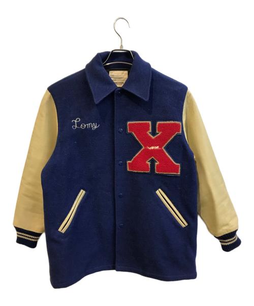 HOUSTON（ヒューストン）HOUSTON (ヒューストン) スタジャン ブルー×ベージュ サイズ:36の古着・服飾アイテム